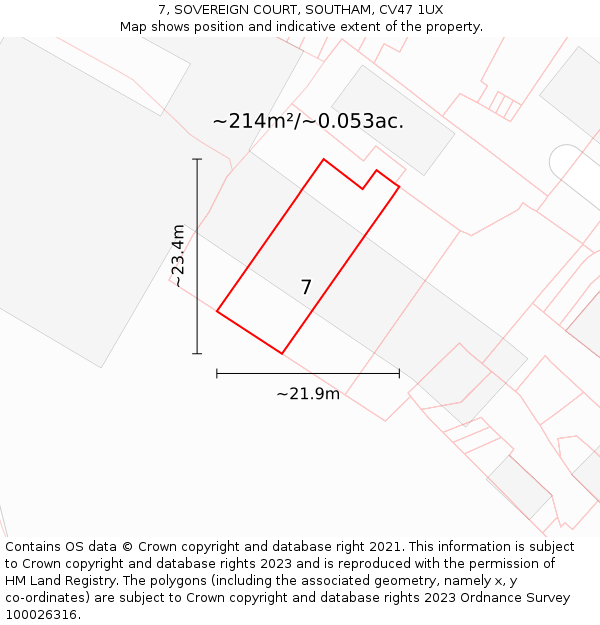 7, SOVEREIGN COURT, SOUTHAM, CV47 1UX: Plot and title map