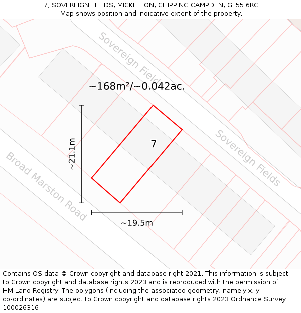 7, SOVEREIGN FIELDS, MICKLETON, CHIPPING CAMPDEN, GL55 6RG: Plot and title map
