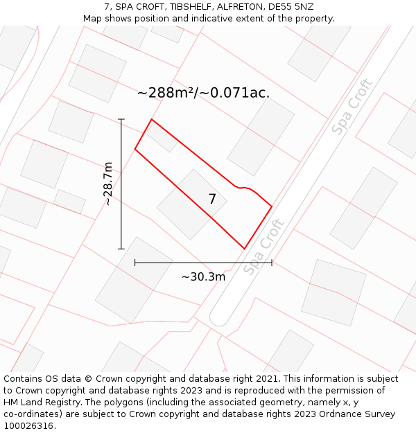 7, SPA CROFT, TIBSHELF, ALFRETON, DE55 5NZ: Plot and title map