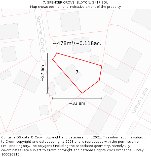 7, SPENCER GROVE, BUXTON, SK17 9DU: Plot and title map