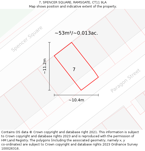 7, SPENCER SQUARE, RAMSGATE, CT11 9LA: Plot and title map