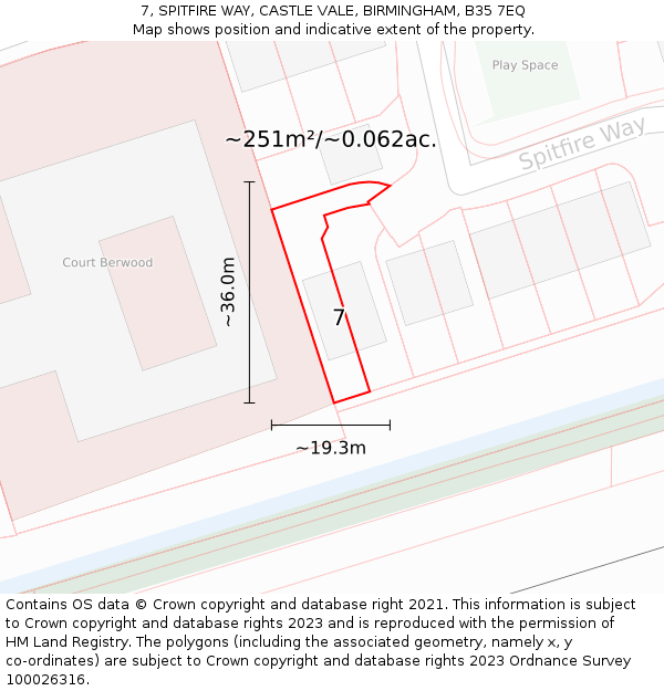 7, SPITFIRE WAY, CASTLE VALE, BIRMINGHAM, B35 7EQ: Plot and title map