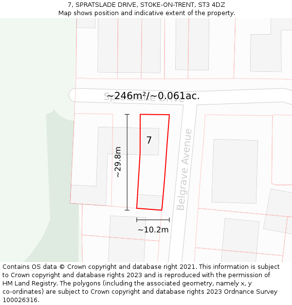 7, SPRATSLADE DRIVE, STOKE-ON-TRENT, ST3 4DZ: Plot and title map