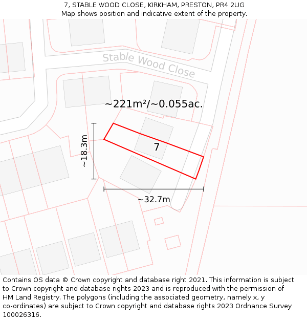 7, STABLE WOOD CLOSE, KIRKHAM, PRESTON, PR4 2UG: Plot and title map