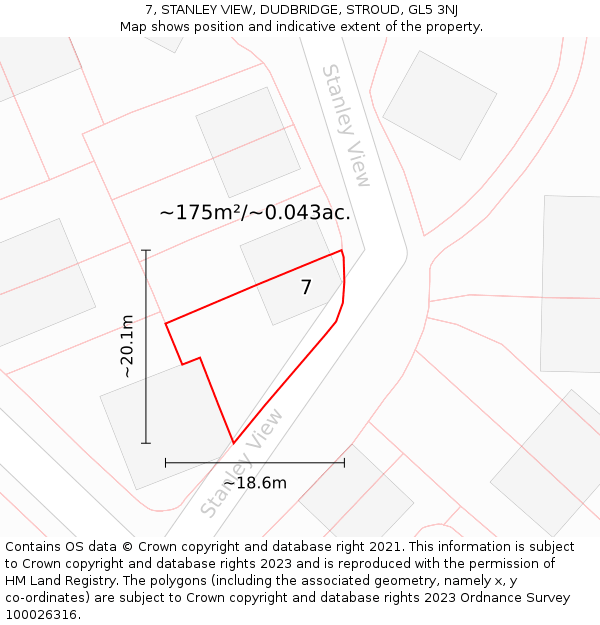 7, STANLEY VIEW, DUDBRIDGE, STROUD, GL5 3NJ: Plot and title map