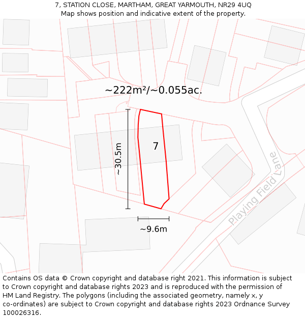 7, STATION CLOSE, MARTHAM, GREAT YARMOUTH, NR29 4UQ: Plot and title map