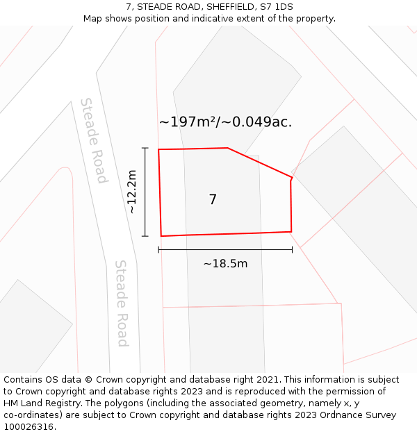7, STEADE ROAD, SHEFFIELD, S7 1DS: Plot and title map