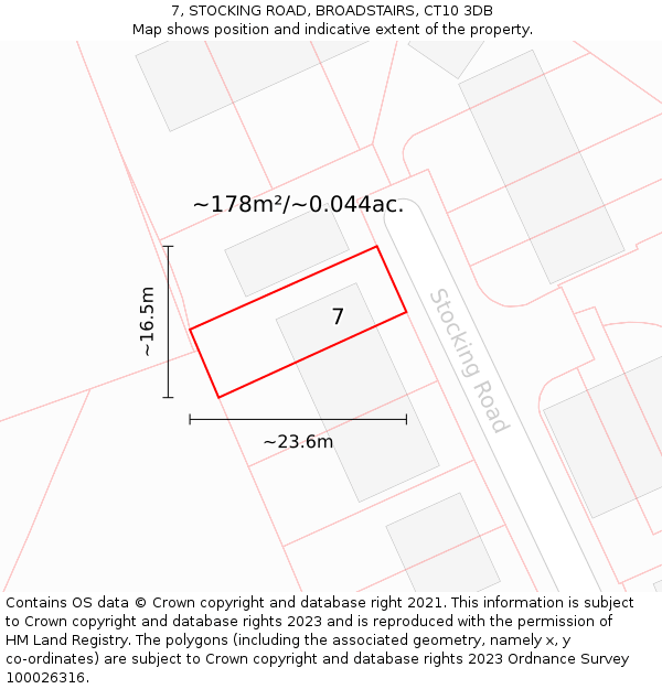 7, STOCKING ROAD, BROADSTAIRS, CT10 3DB: Plot and title map