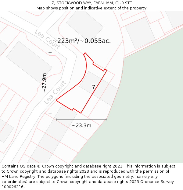 7, STOCKWOOD WAY, FARNHAM, GU9 9TE: Plot and title map