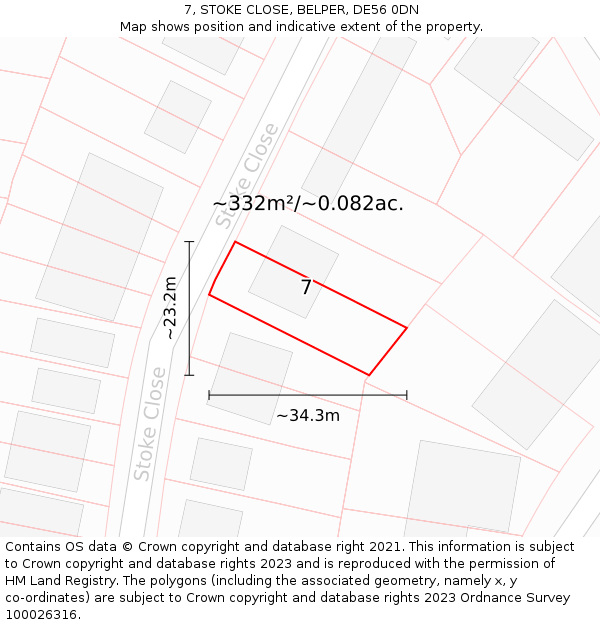 7, STOKE CLOSE, BELPER, DE56 0DN: Plot and title map