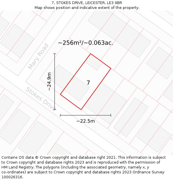7, STOKES DRIVE, LEICESTER, LE3 9BR: Plot and title map