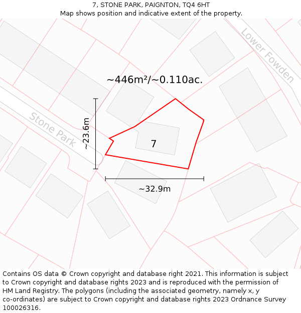 7, STONE PARK, PAIGNTON, TQ4 6HT: Plot and title map