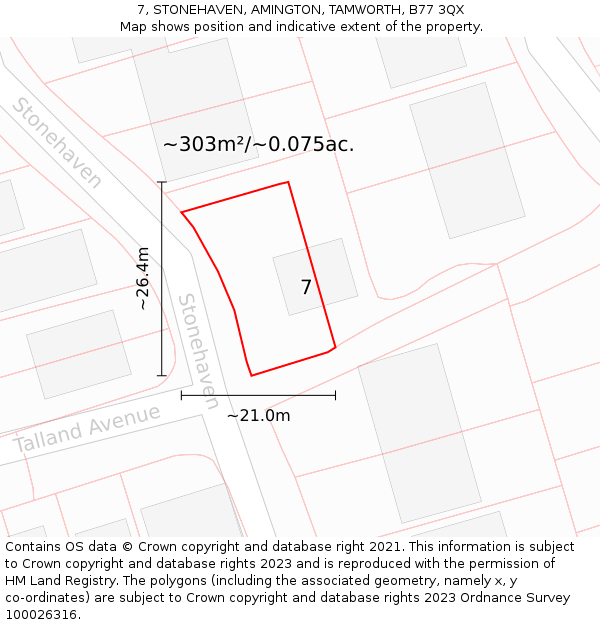 7, STONEHAVEN, AMINGTON, TAMWORTH, B77 3QX: Plot and title map
