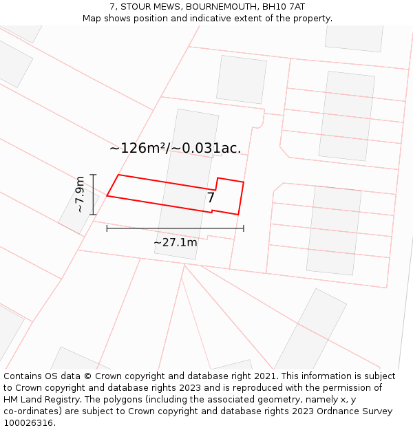 7, STOUR MEWS, BOURNEMOUTH, BH10 7AT: Plot and title map