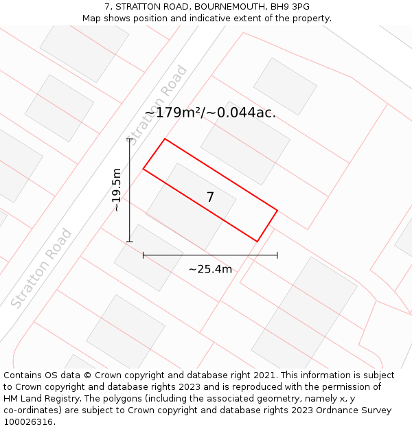 7, STRATTON ROAD, BOURNEMOUTH, BH9 3PG: Plot and title map