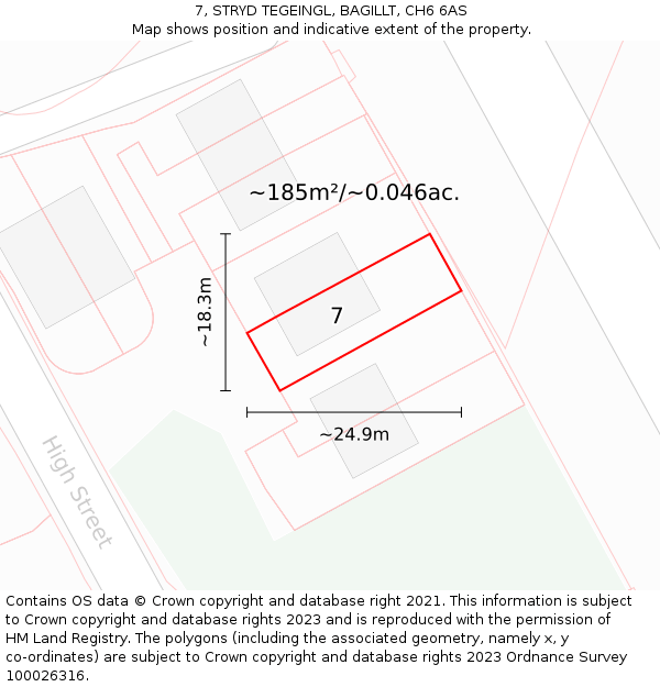 7, STRYD TEGEINGL, BAGILLT, CH6 6AS: Plot and title map