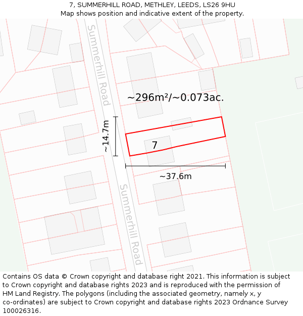 7, SUMMERHILL ROAD, METHLEY, LEEDS, LS26 9HU: Plot and title map