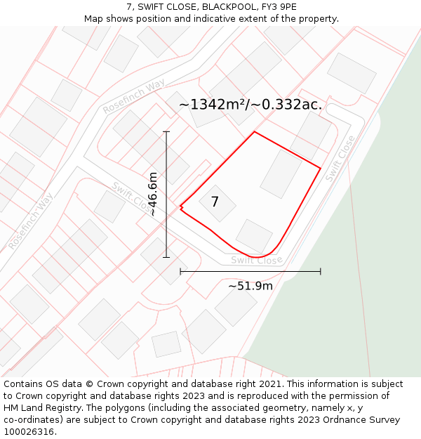 7, SWIFT CLOSE, BLACKPOOL, FY3 9PE: Plot and title map