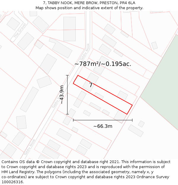 7, TABBY NOOK, MERE BROW, PRESTON, PR4 6LA: Plot and title map