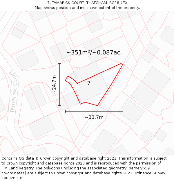 7, TAMARISK COURT, THATCHAM, RG18 4EX: Plot and title map