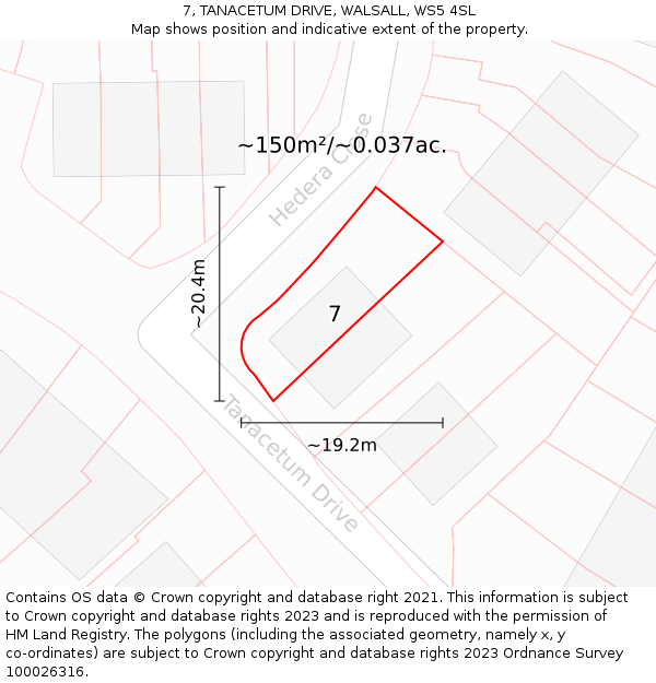 7, TANACETUM DRIVE, WALSALL, WS5 4SL: Plot and title map