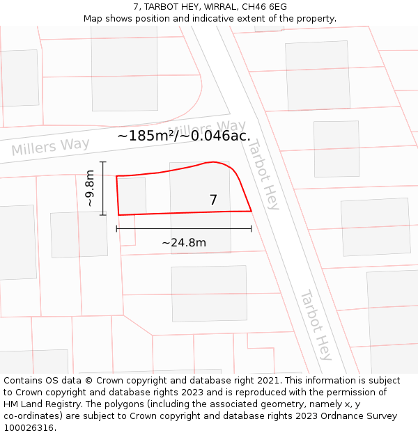 7, TARBOT HEY, WIRRAL, CH46 6EG: Plot and title map