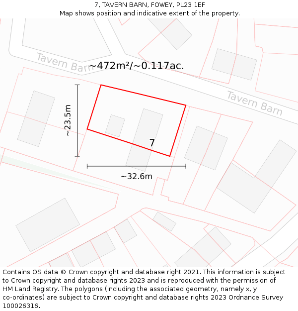 7, TAVERN BARN, FOWEY, PL23 1EF: Plot and title map