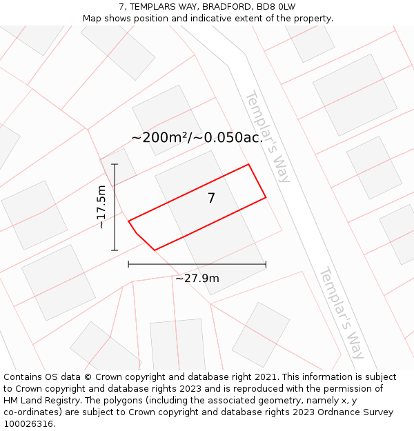 7, TEMPLARS WAY, BRADFORD, BD8 0LW: Plot and title map