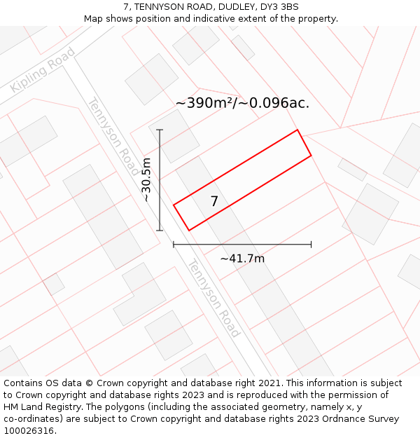 7, TENNYSON ROAD, DUDLEY, DY3 3BS: Plot and title map