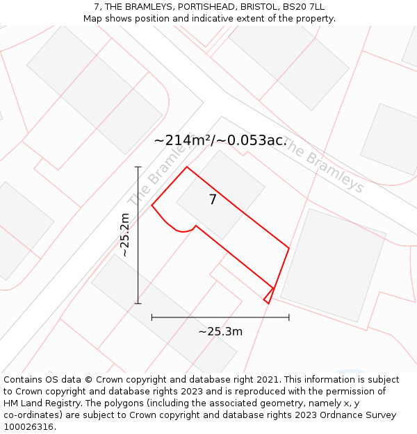 7, THE BRAMLEYS, PORTISHEAD, BRISTOL, BS20 7LL: Plot and title map