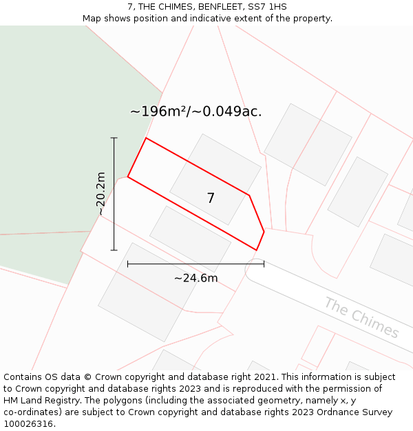 7, THE CHIMES, BENFLEET, SS7 1HS: Plot and title map