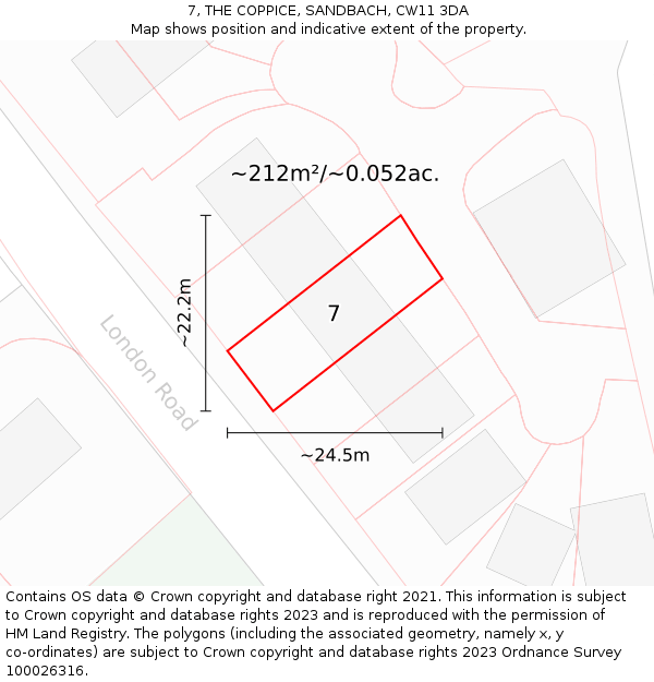 7, THE COPPICE, SANDBACH, CW11 3DA: Plot and title map