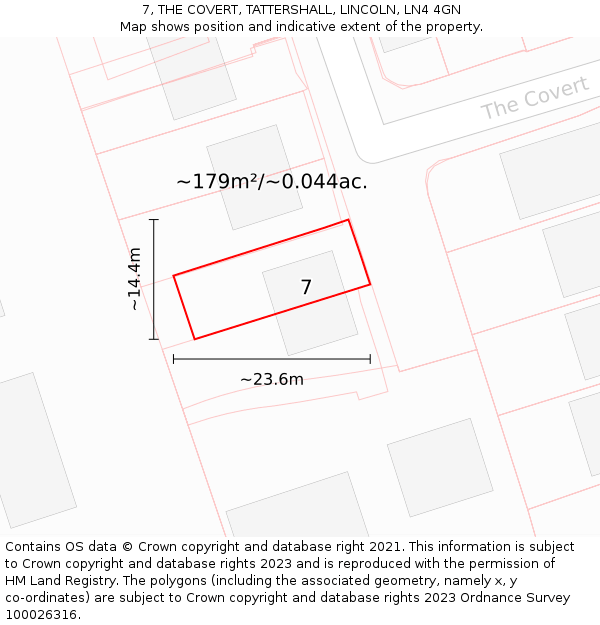 7, THE COVERT, TATTERSHALL, LINCOLN, LN4 4GN: Plot and title map
