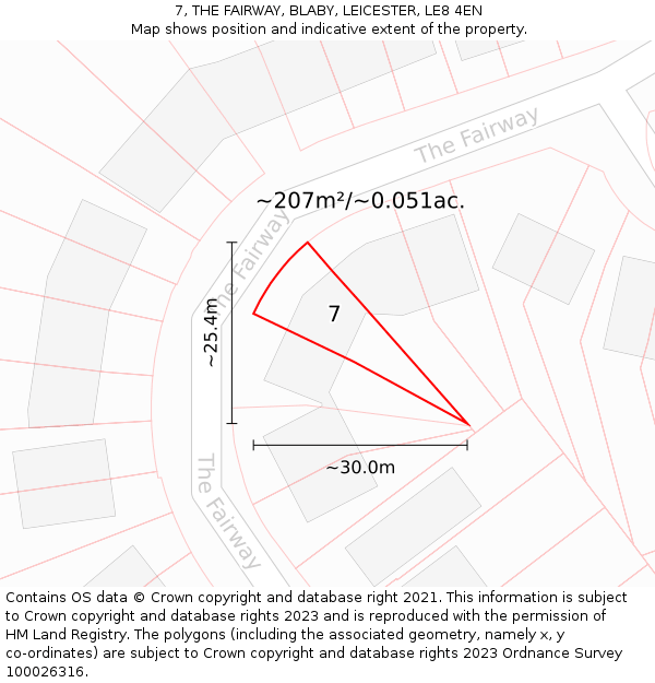 7, THE FAIRWAY, BLABY, LEICESTER, LE8 4EN: Plot and title map