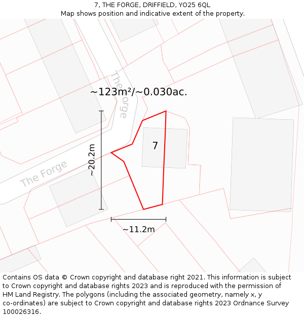 7, THE FORGE, DRIFFIELD, YO25 6QL: Plot and title map