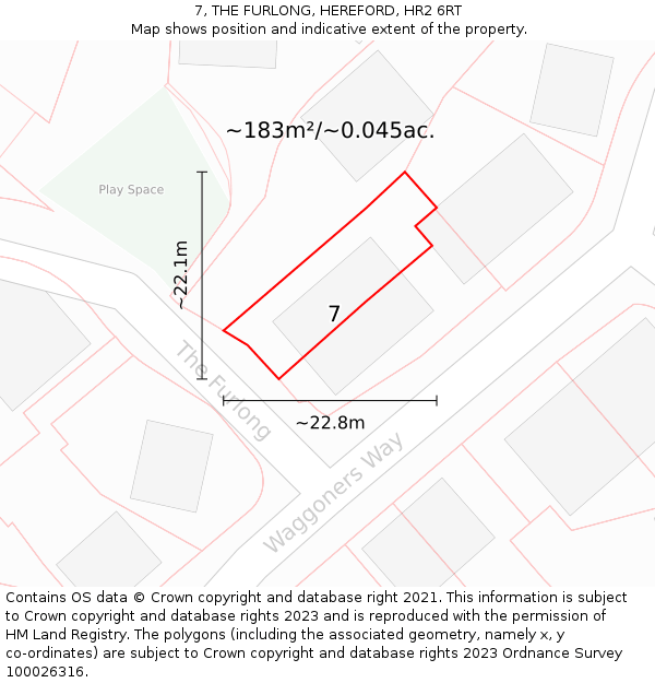 7, THE FURLONG, HEREFORD, HR2 6RT: Plot and title map