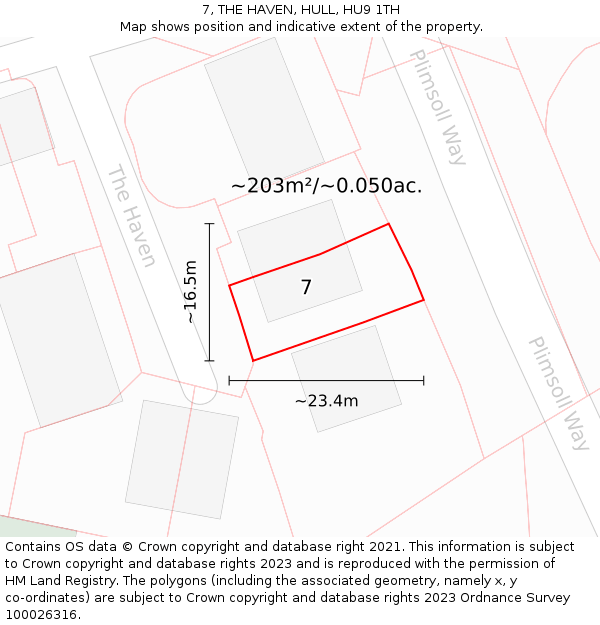 7, THE HAVEN, HULL, HU9 1TH: Plot and title map