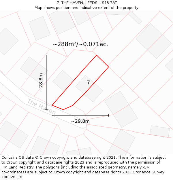 7, THE HAVEN, LEEDS, LS15 7AT: Plot and title map