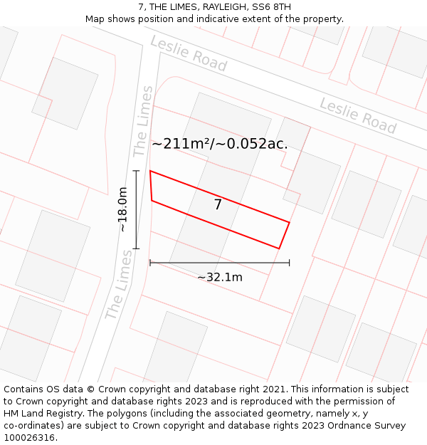 7, THE LIMES, RAYLEIGH, SS6 8TH: Plot and title map
