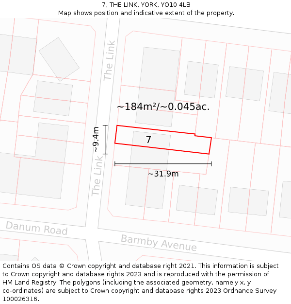 7, THE LINK, YORK, YO10 4LB: Plot and title map