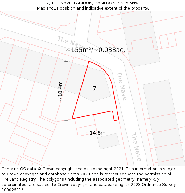 7, THE NAVE, LAINDON, BASILDON, SS15 5NW: Plot and title map