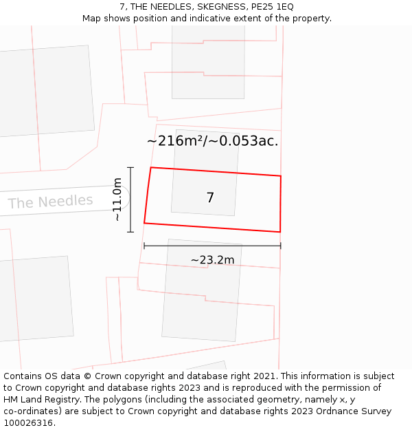 7, THE NEEDLES, SKEGNESS, PE25 1EQ: Plot and title map