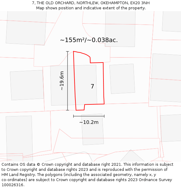 7, THE OLD ORCHARD, NORTHLEW, OKEHAMPTON, EX20 3NH: Plot and title map