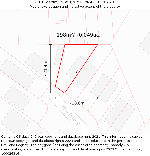 7, THE PRIORY, ENDON, STOKE-ON-TRENT, ST9 9BF: Plot and title map