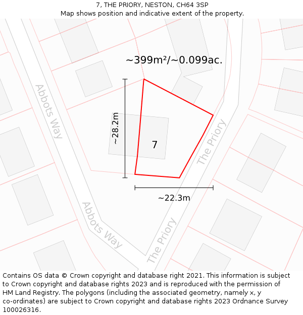 7, THE PRIORY, NESTON, CH64 3SP: Plot and title map