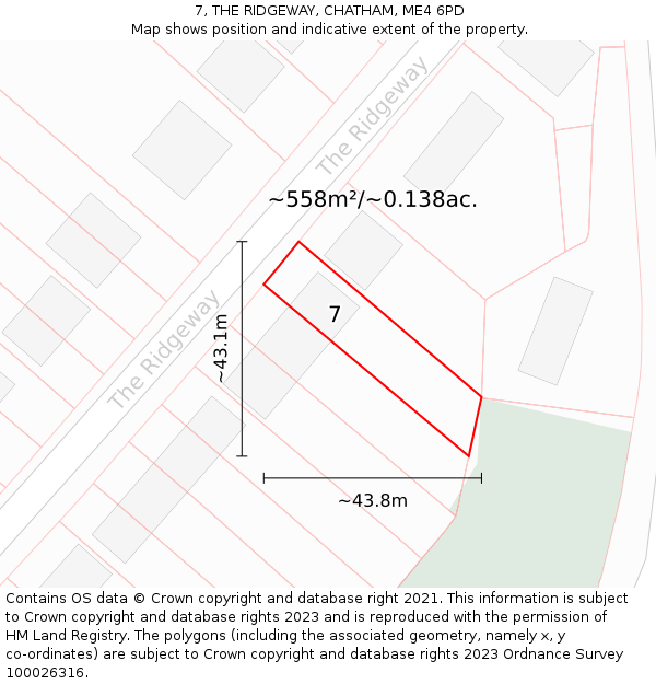 7, THE RIDGEWAY, CHATHAM, ME4 6PD: Plot and title map