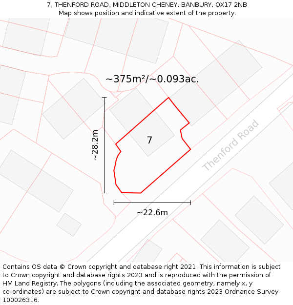 7, THENFORD ROAD, MIDDLETON CHENEY, BANBURY, OX17 2NB: Plot and title map