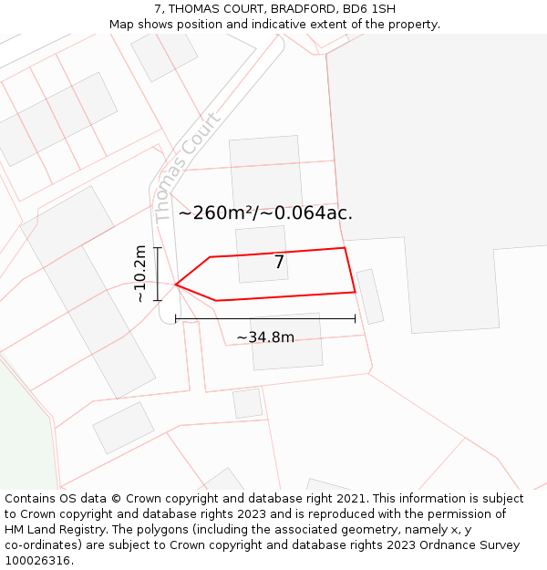 7, THOMAS COURT, BRADFORD, BD6 1SH: Plot and title map