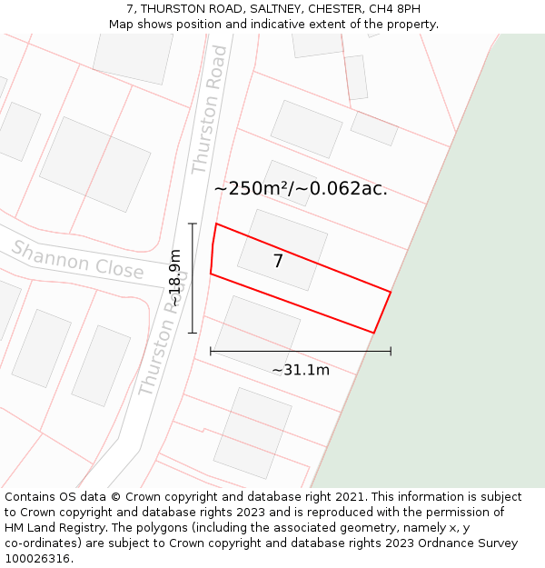 7, THURSTON ROAD, SALTNEY, CHESTER, CH4 8PH: Plot and title map