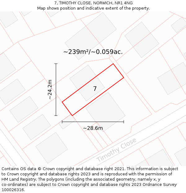 7, TIMOTHY CLOSE, NORWICH, NR1 4NG: Plot and title map
